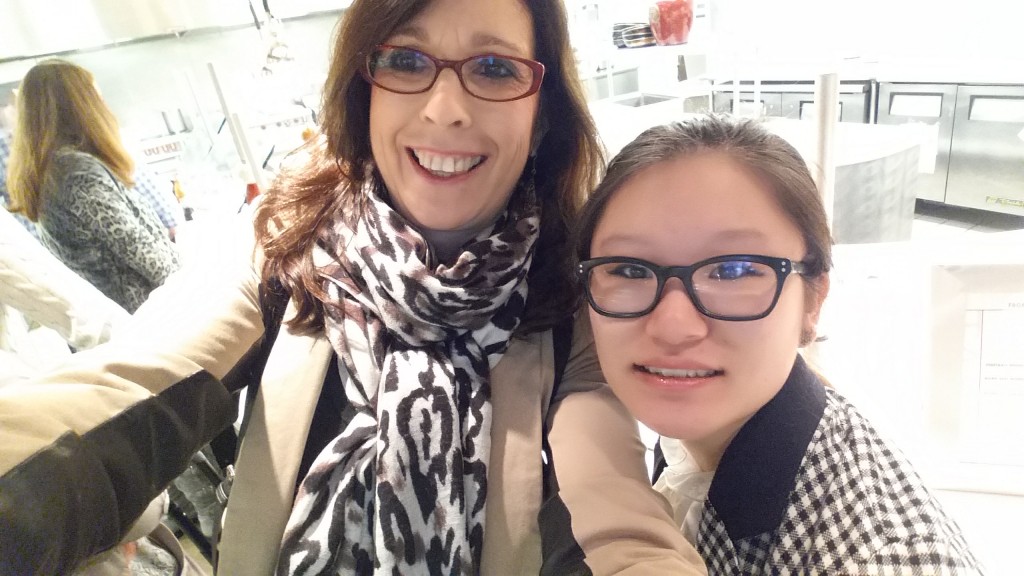A selfie of my 19 year old daughter, Qin, and I at Dallas Market getting some lunch.