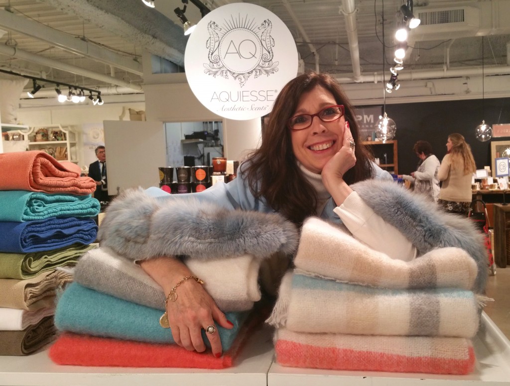 Me taking a break in Dallas on Peacock Alley's incredible cozy mohair throws.