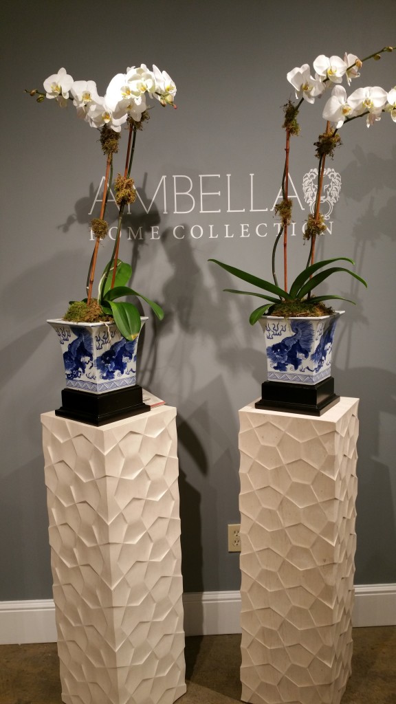 Blue vases at Ambella Home, one of our first showroom stops during the jam-packed day of #SneakPeek2015.