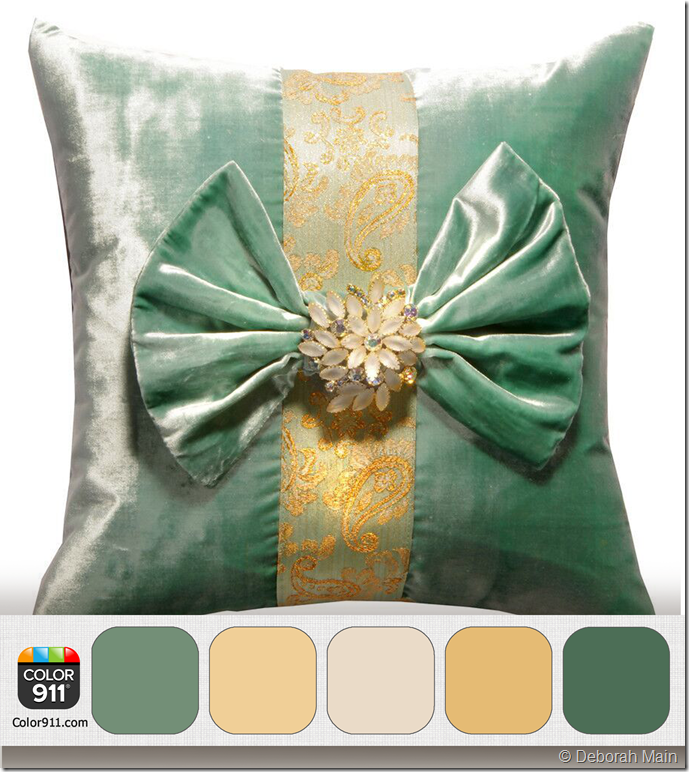 Color911 2 photo - pillow green velvet w bow DM 1a