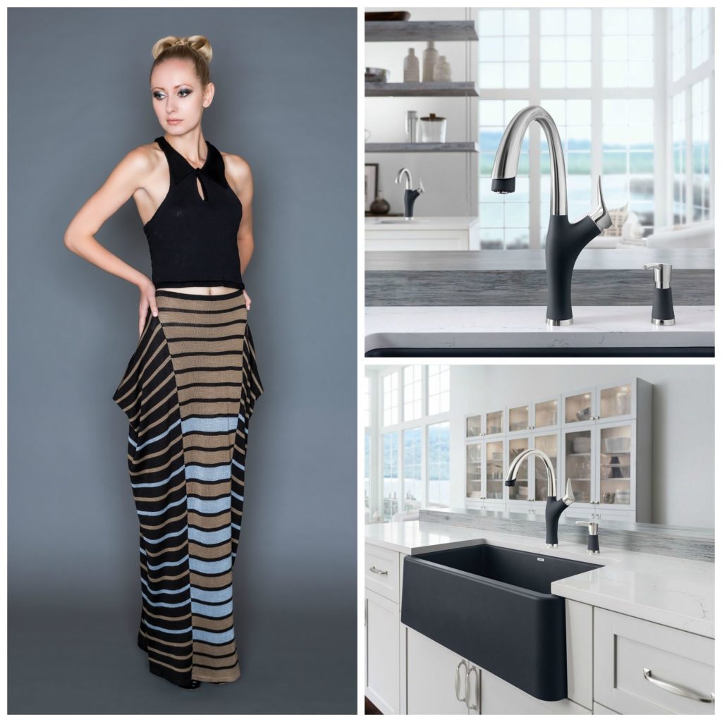 BLANCO IKON apron sink and ARTERO faucet paired with the fashion of RESPONSIVE TEXTILES.