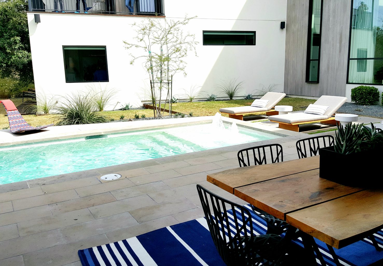 pools and patios on the 2019 Austin Modern Home Tour. Details on the Pillow Goddess Blog.