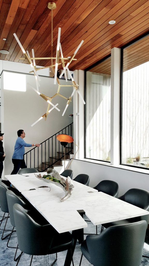 Modern chandeliers on the Austin Modern Home Tour. More on The PIllow Goddess Blog!
