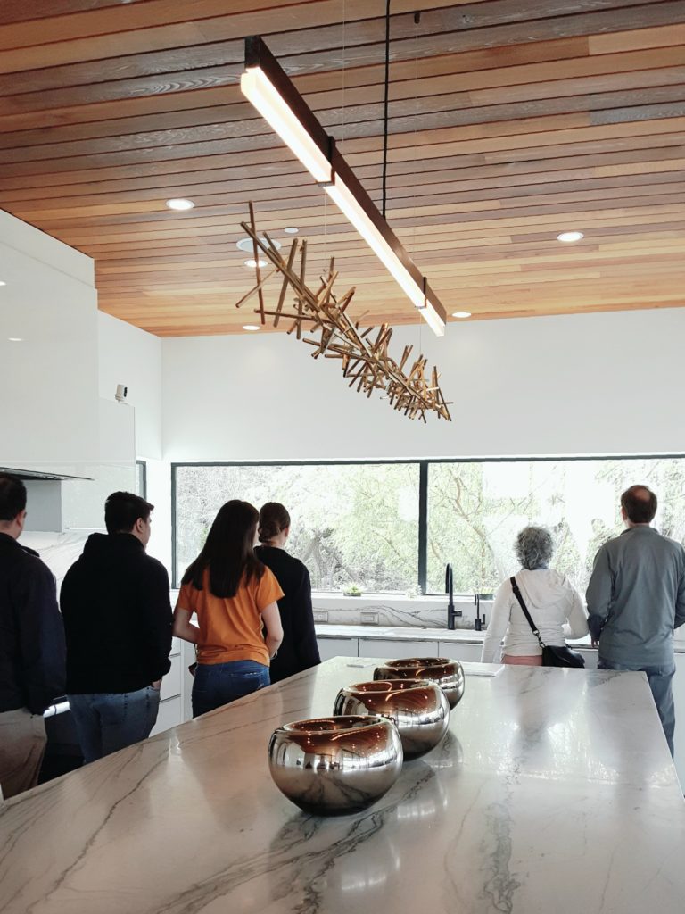 Fantastic kitchen lighting on the 2019 Modern Home Tour. Check out details on The Pillow Goddess blog!