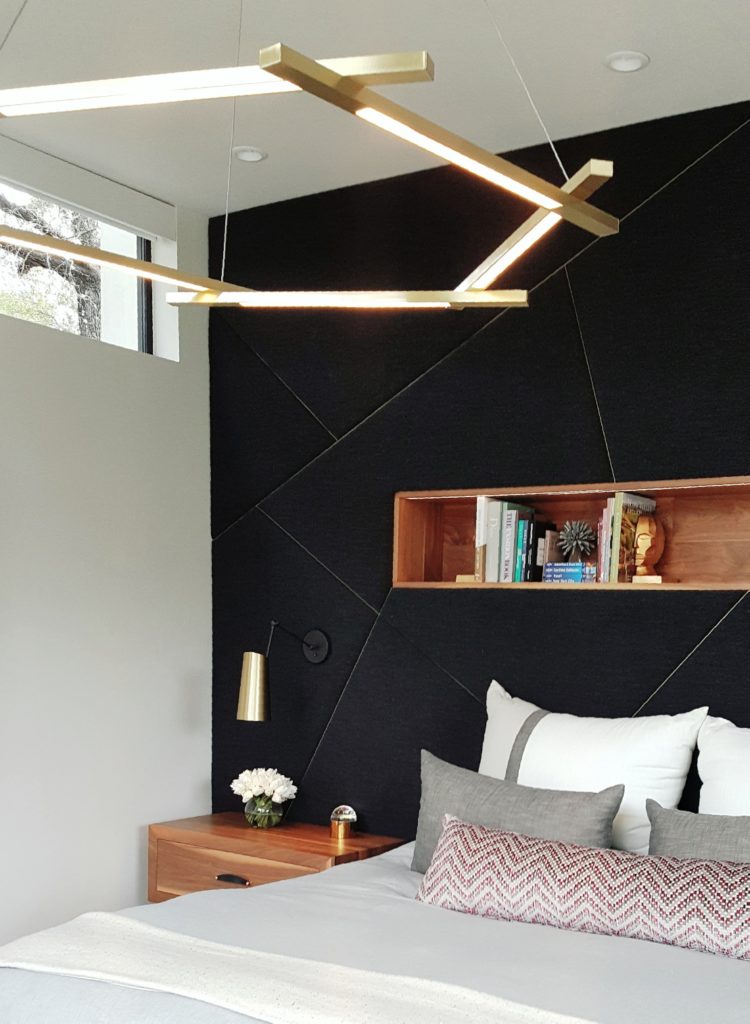 Modern Forms lighting works beautifully in this bedroom designed by Gingerwood Design Firm. Check out The Pillow Goddess Blog for more!