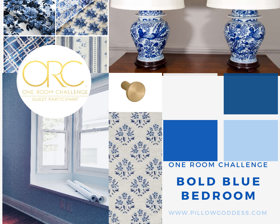 Check out Week 2 of the Bold Blue Bedroom for the One Week Challenge on the Pillow Goddess blog!