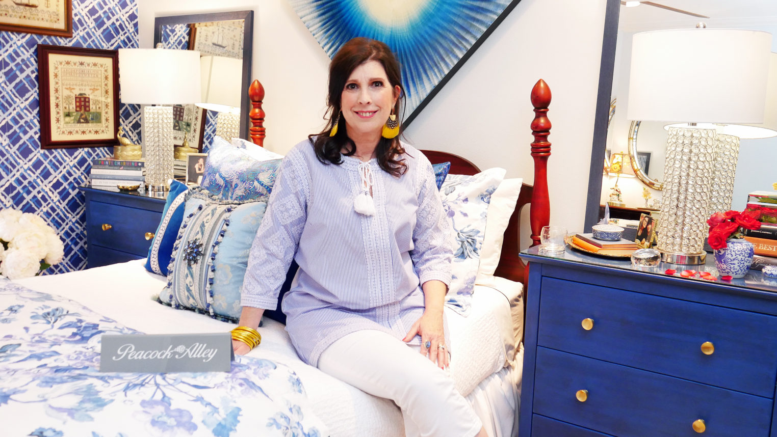 Peacock Alley sponsored bedding for Blue Bold Bedroom in the Spring 2019 One Room Challenge - Details on The Pillow Goddess blog!