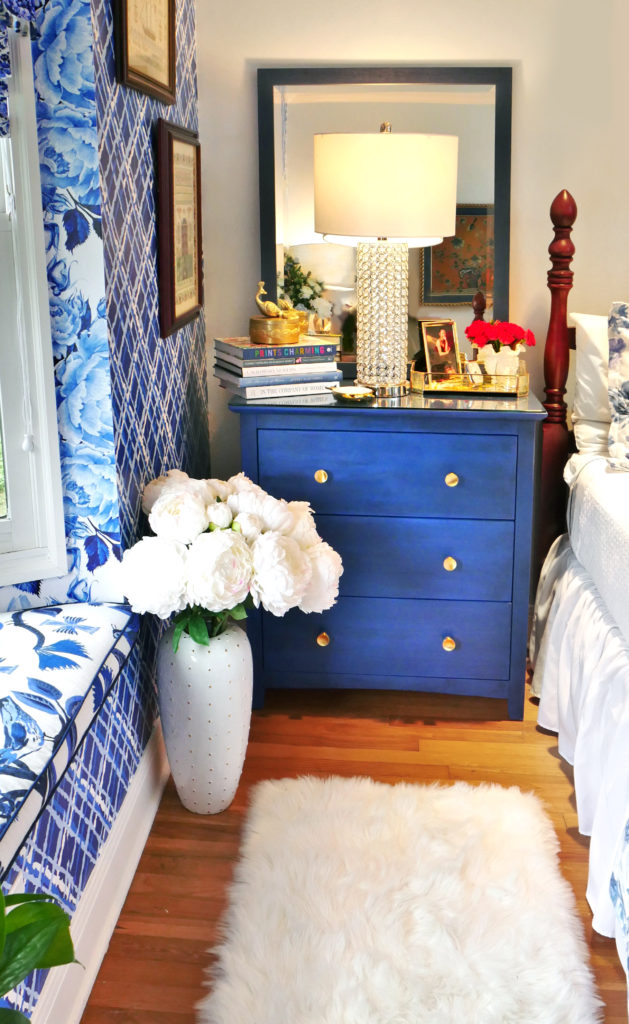Bold Blue & White Bedroom by The Pillow Goddess packs a punch! Details on the blog.
