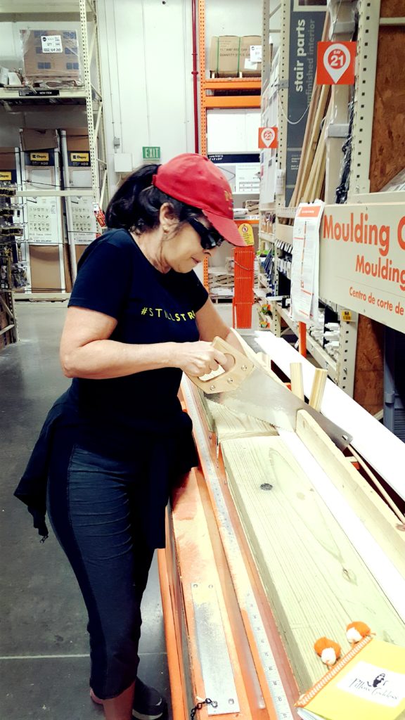 Sawing at Home Depot- Details on The Pillow Goddess blog!