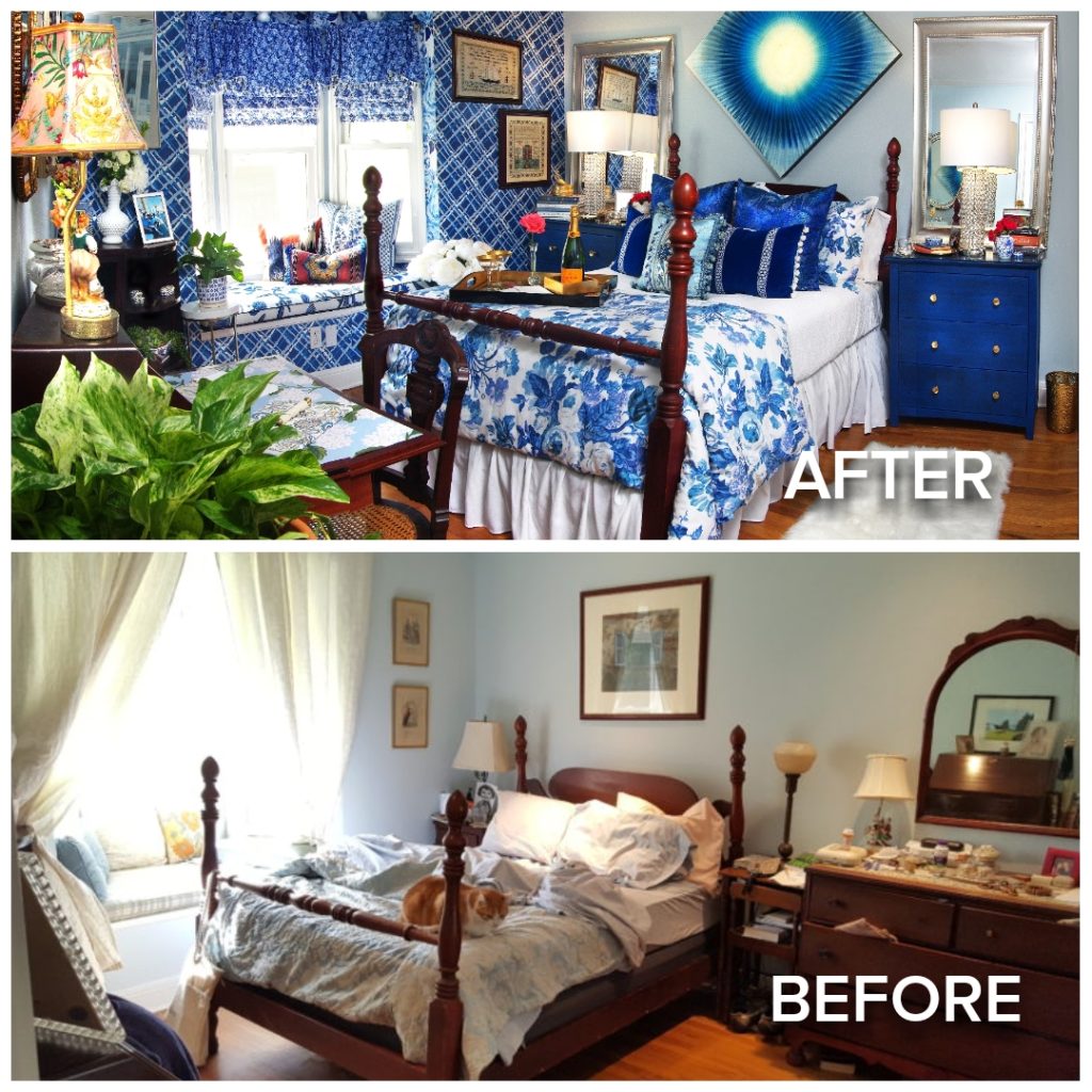 Blue + White Bedroom Transformation 