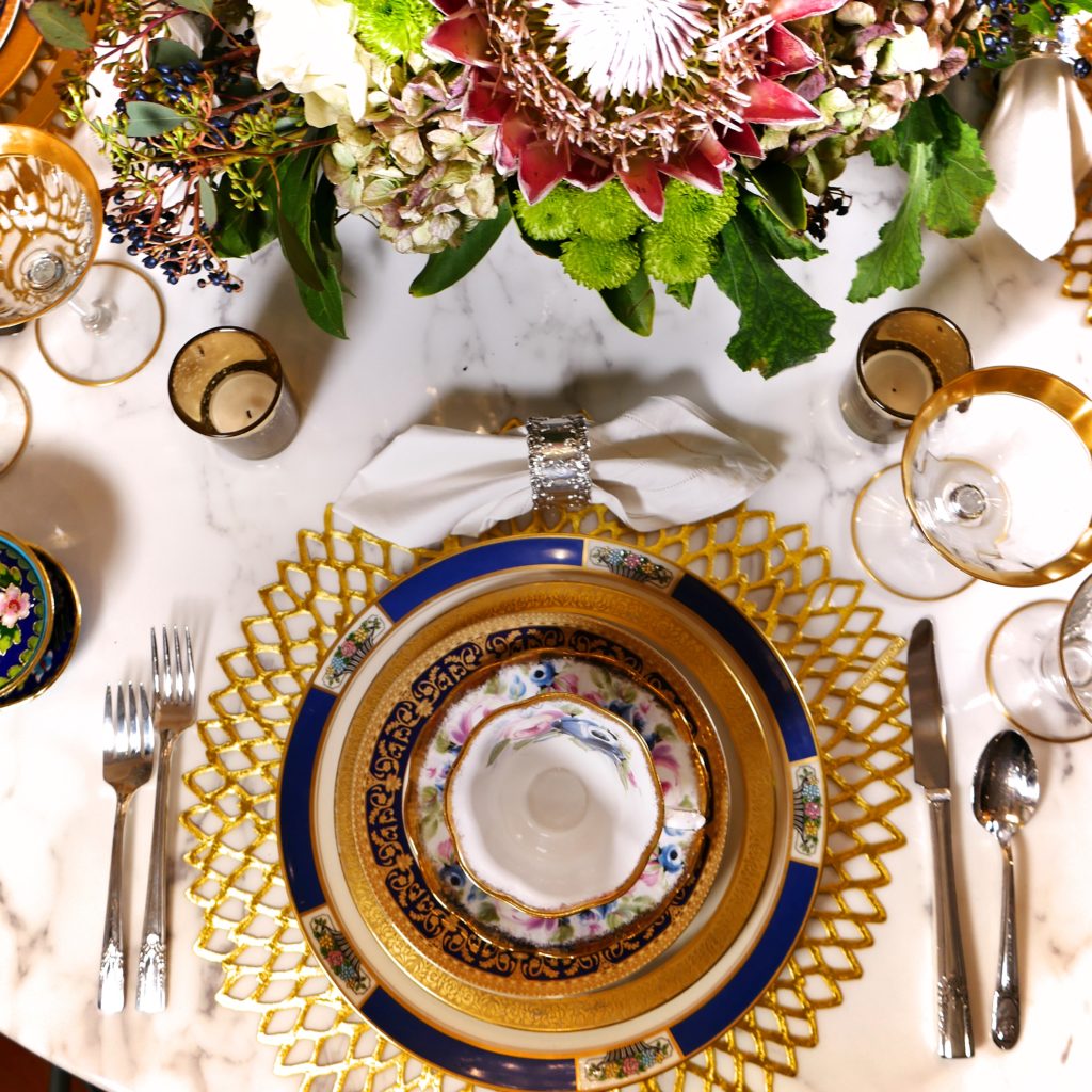 Tabletop elegance in the One Room Challenge Big Reveal - Details on The Pillow Goddess blog