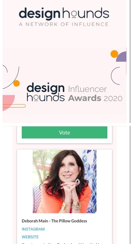 Design Hound Influencer Award Voting has begun - Details on The Pillow Goddess Blog