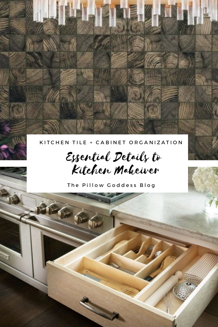 Kitchen Tile and Cabinet Organization Essential Details in kitchen Makeover - Details on The Pillow Goddess Blog!