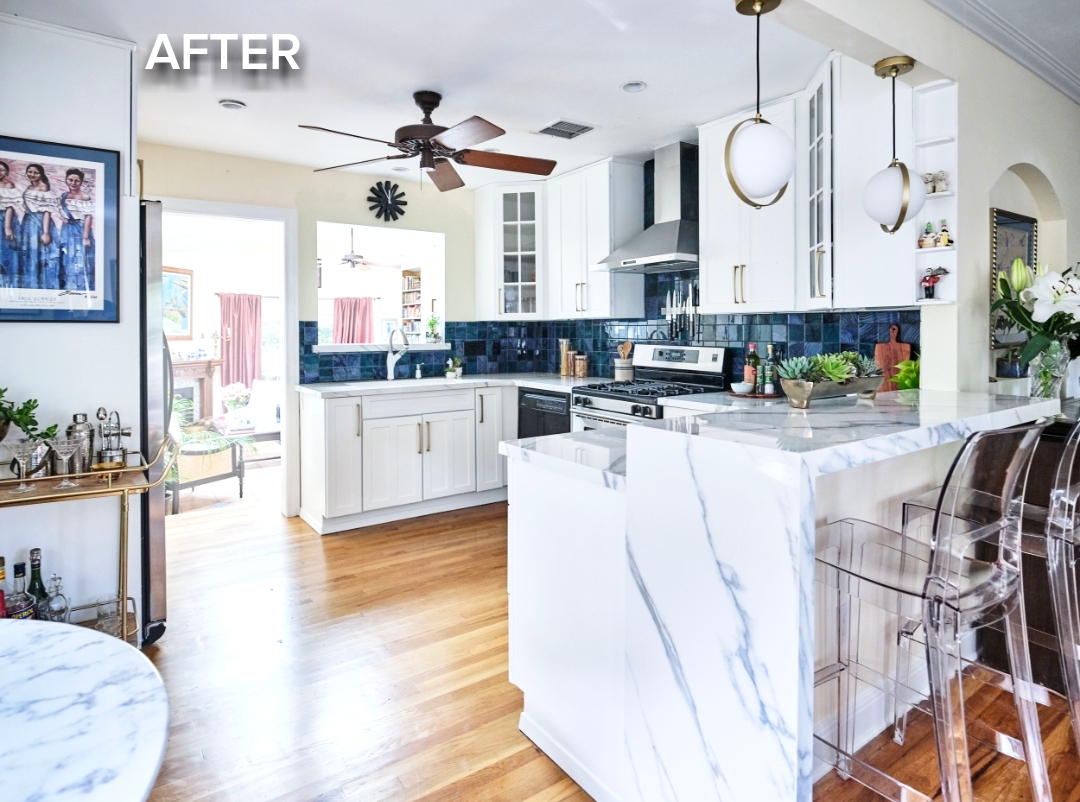 Amazing Before and After White Kitchen Inspiration on The Pillow Goddess Blog!
