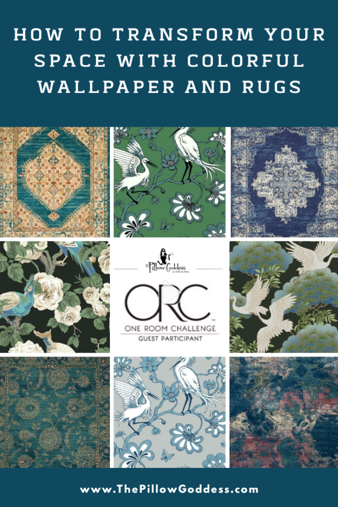 How to Transform Your Space with Colorful Wallpaper and Rugs | One Room Challenge | Fall 2020 | Week 4 on The Pillow Goddess blog!