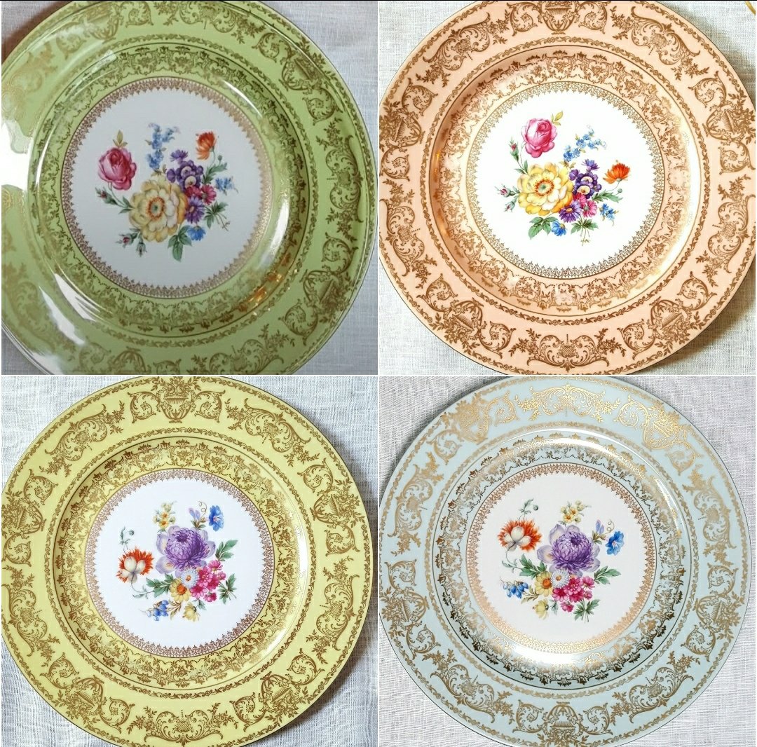 Four vintage pastel plates for Easter on The Pillow Goddess blog!