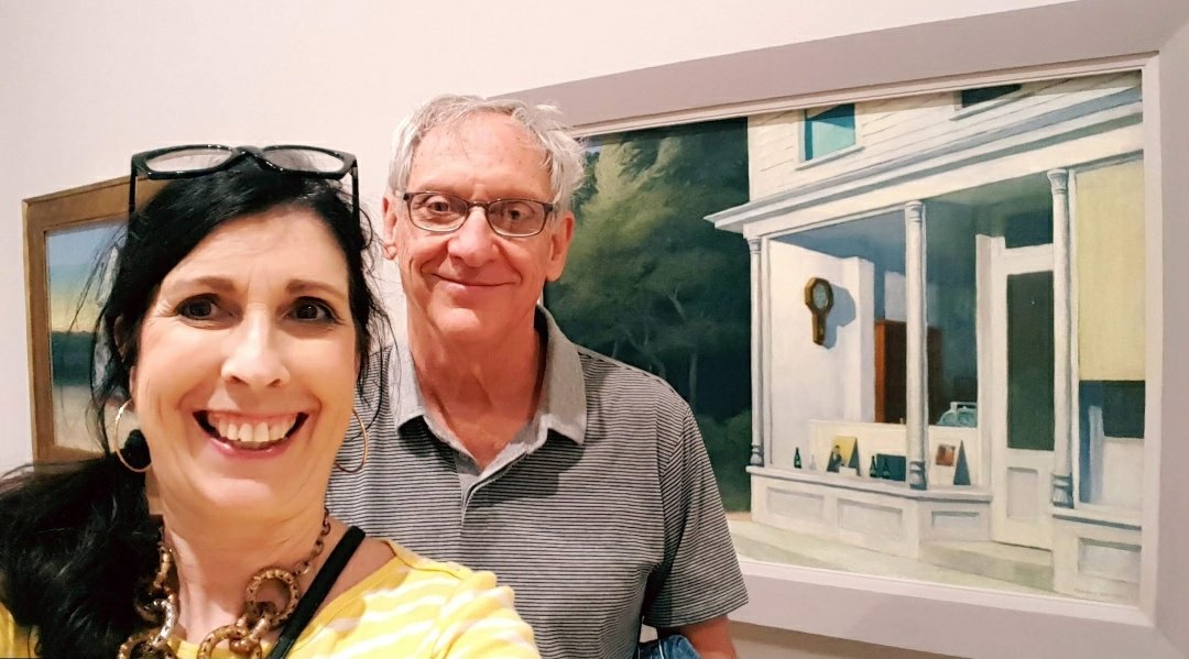 Me and my husband in front of an Edward Hopper painting
