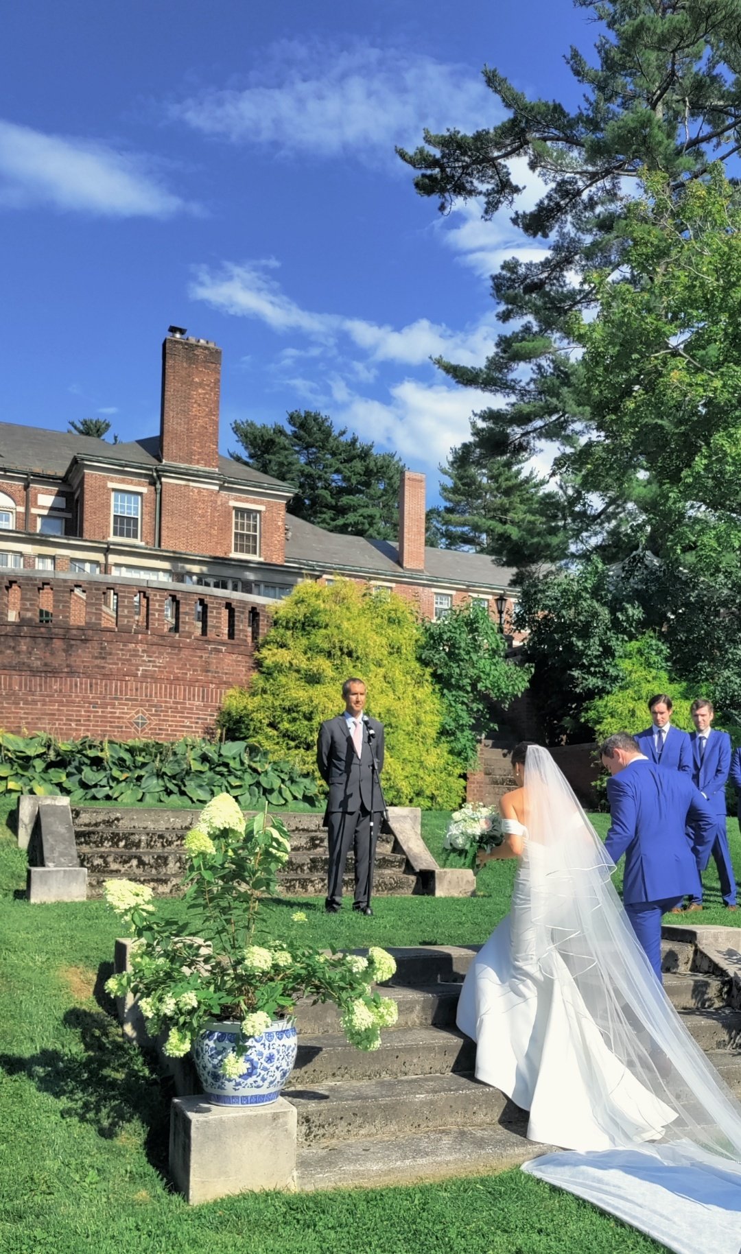 Wedding in Sunken Garden at Hyde School, Bath, Maine