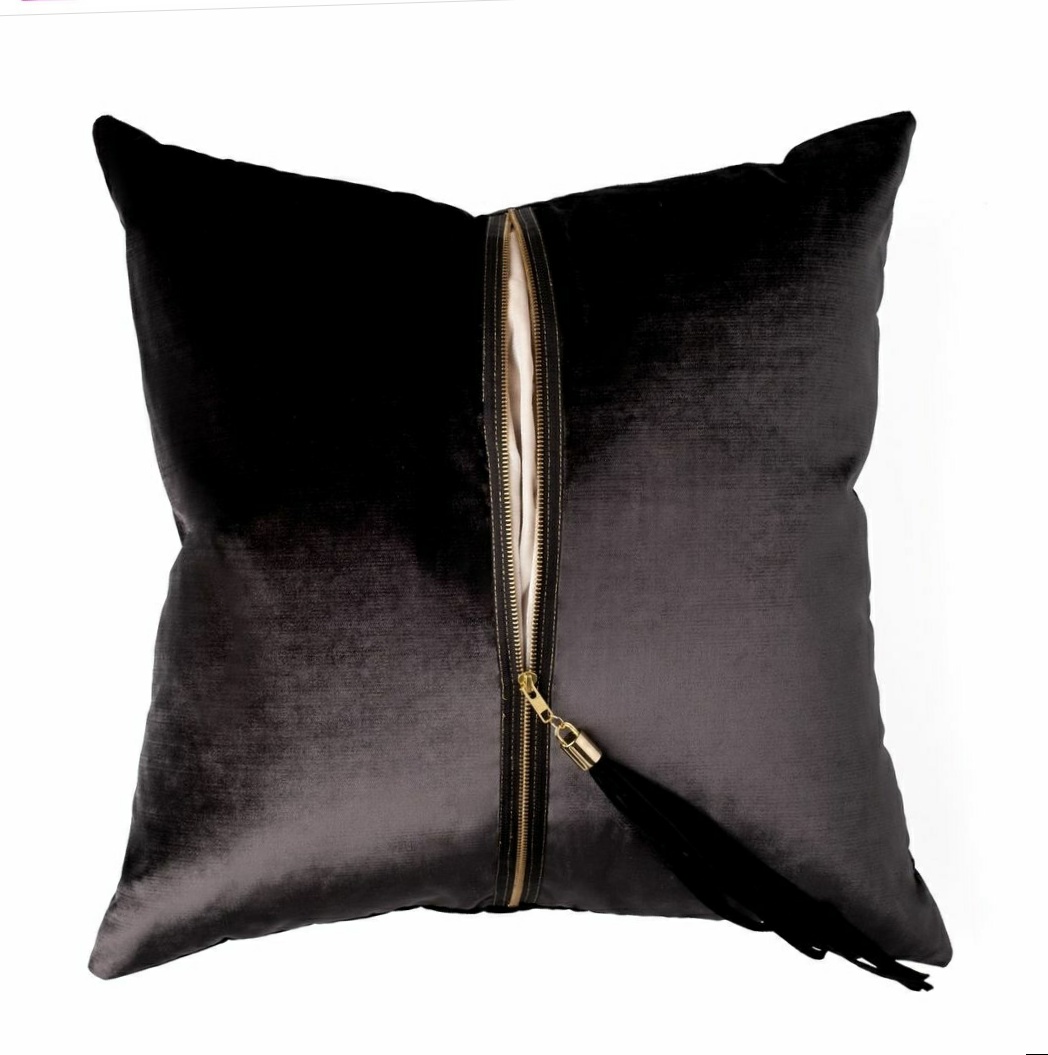 The UnZipped Black and white luxury pillow